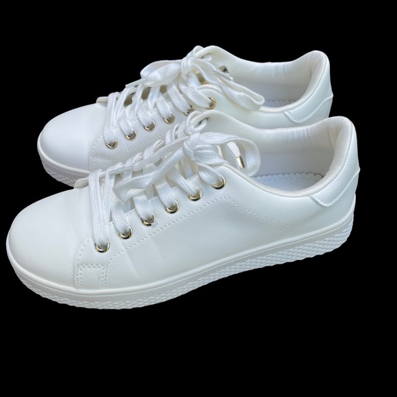 Call it Spring White Sneakers with gold tongue accent - Picture 3 of 7